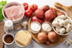 Мясо по-французски с картошкой и грибами Мясо по-французски с картошкой и грибами