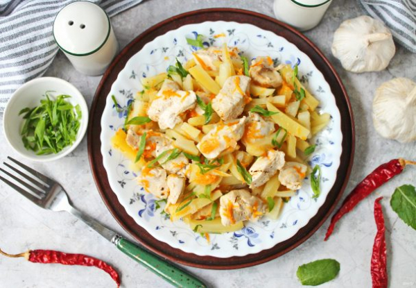 Курица с картошкой в микроволновке